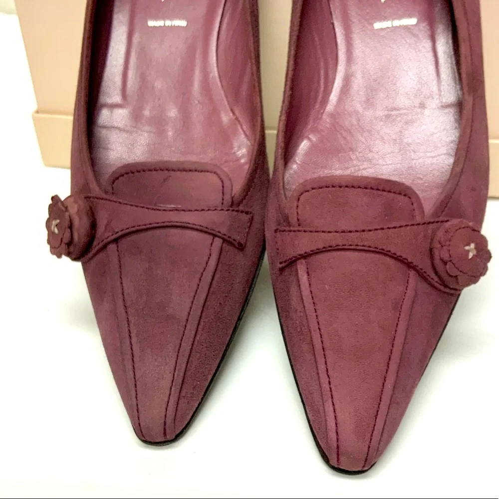 Prada purple suede pointed toe low heels 37.5